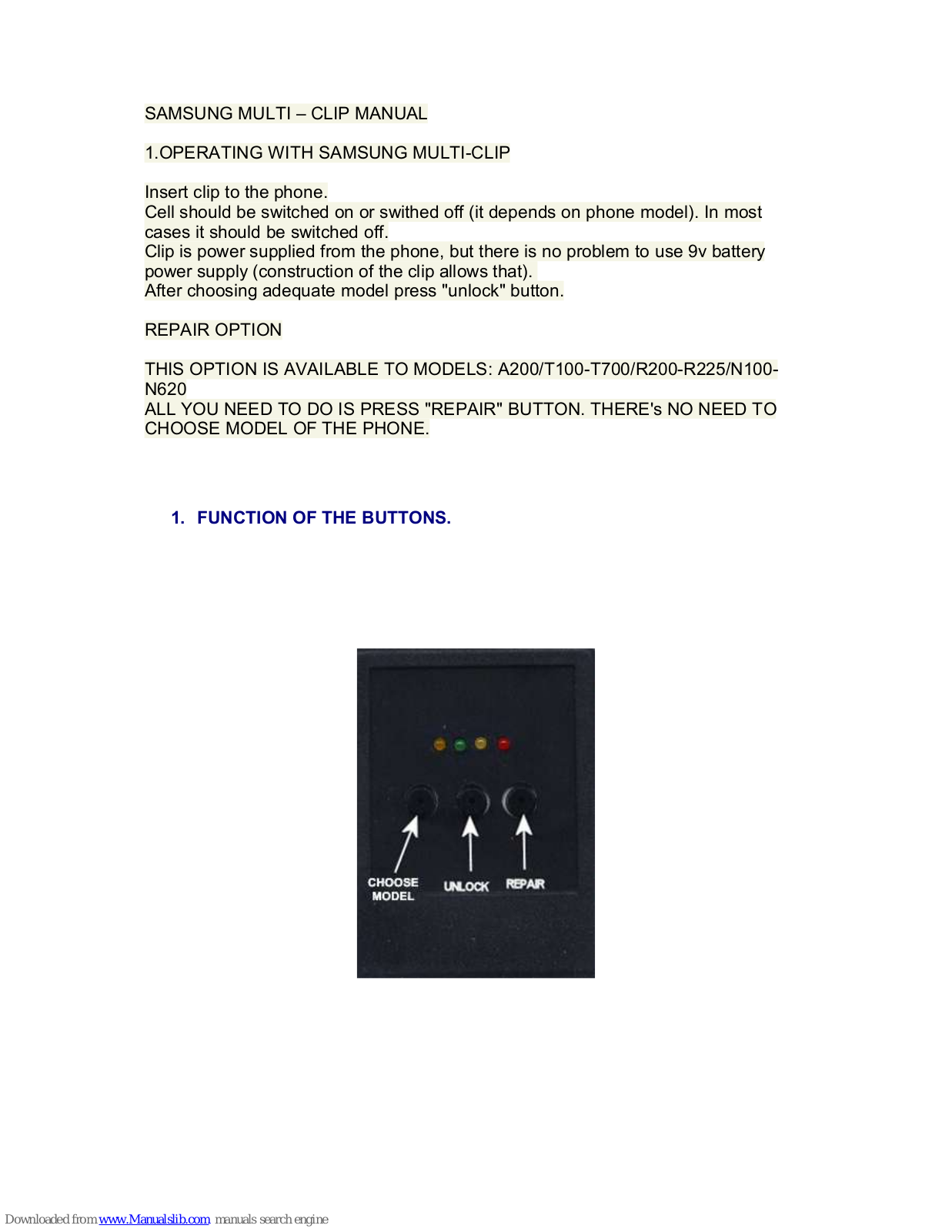 Samsung MULTI CLIP A200, MULTI-CLIP User Manual