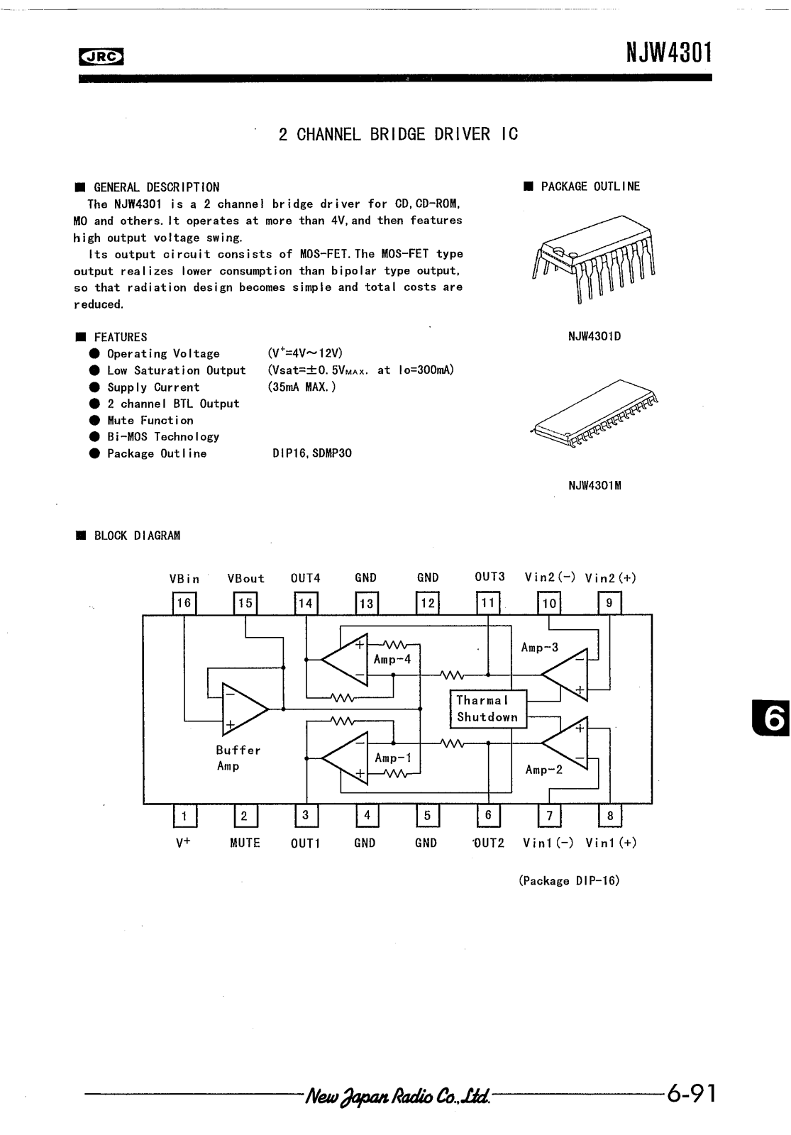 JRC NJW4301D, NJW4301M Datasheet