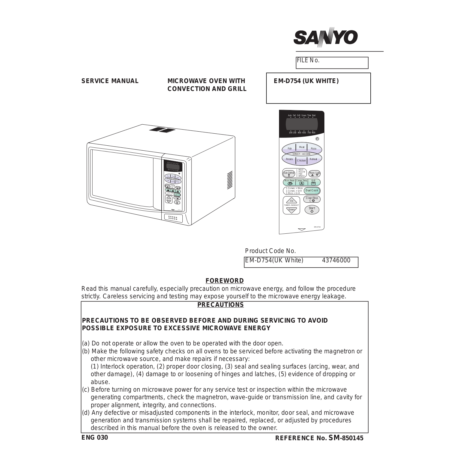 Sanyo EM-D754 Service Manual