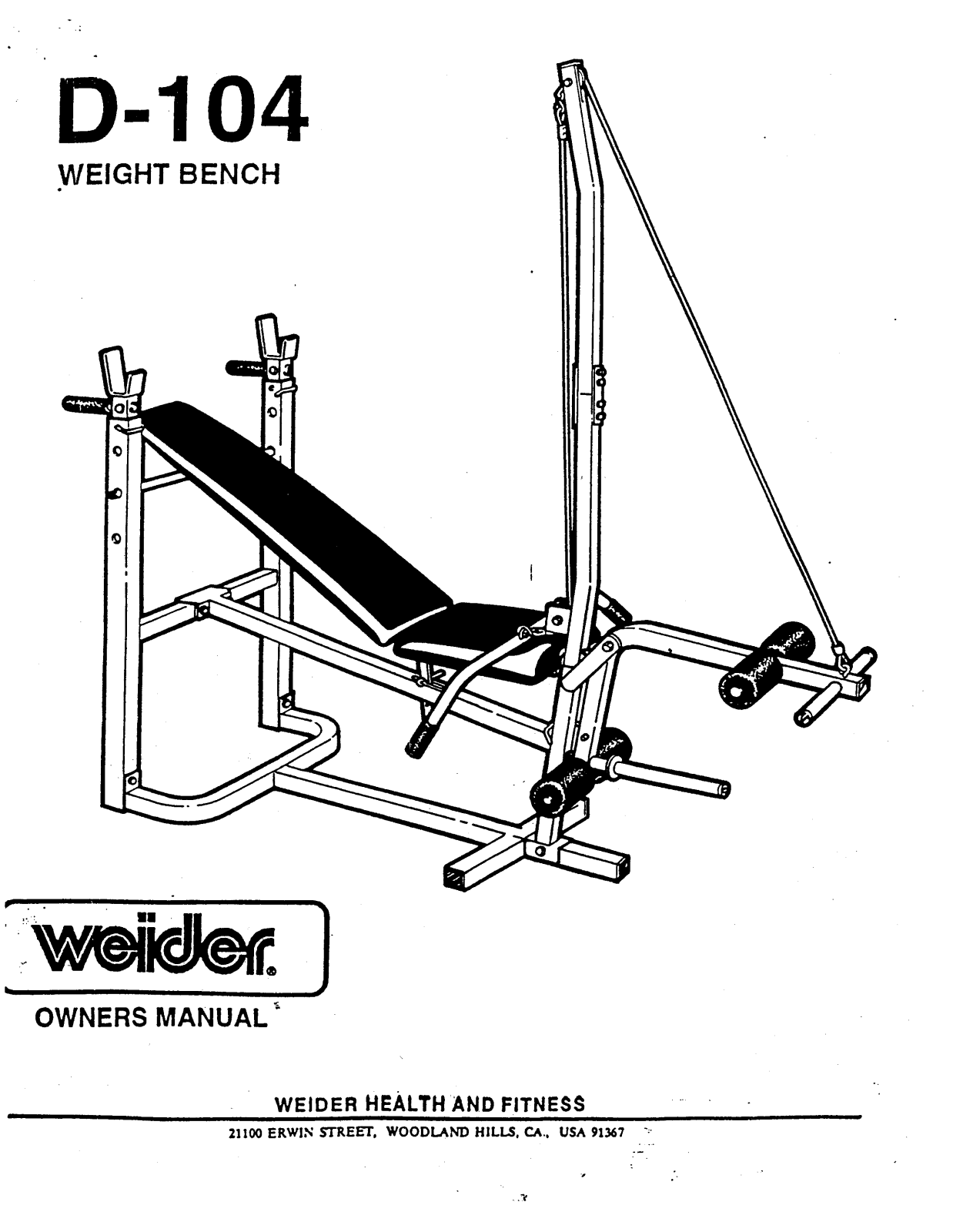 Weider D-104 Owner's Manual