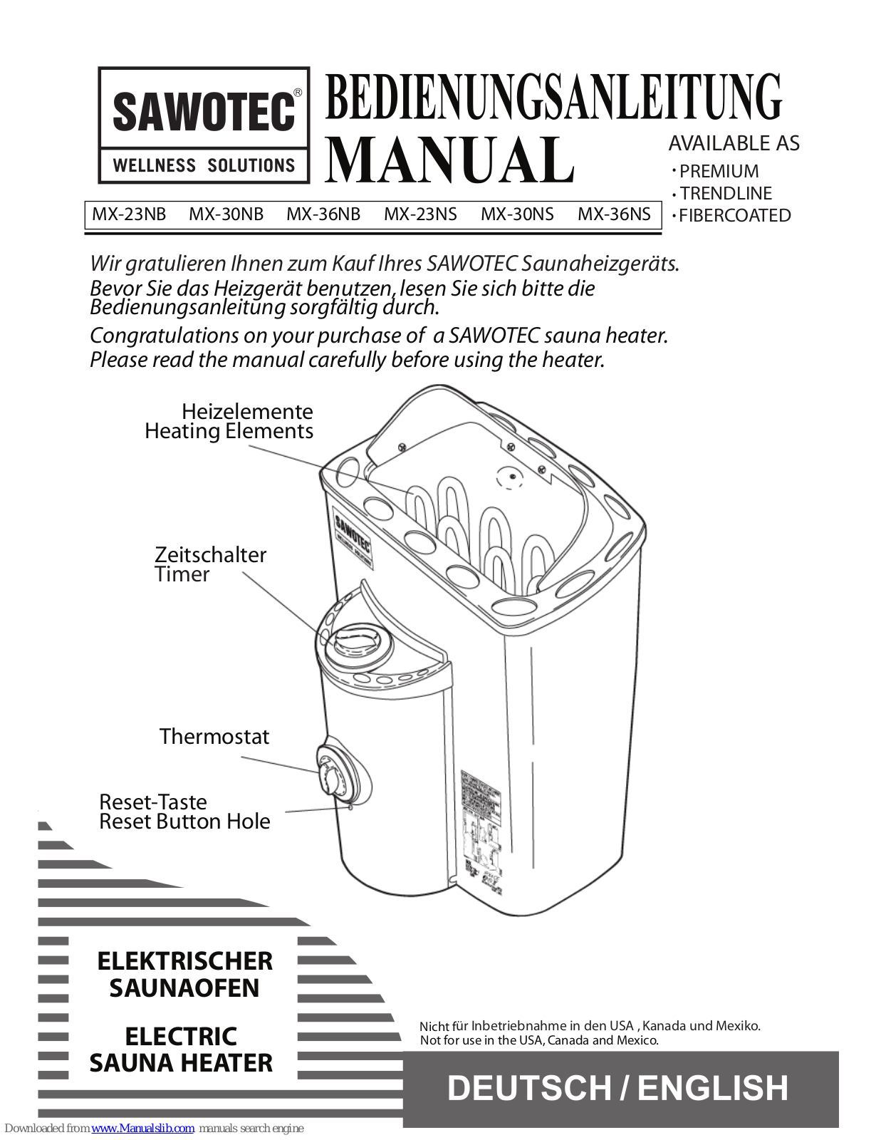 Sawotec MX-23NB, MX-30NS, MX-30NB, MX-36NS, MX-36NB User Manual - ManualMachine.com