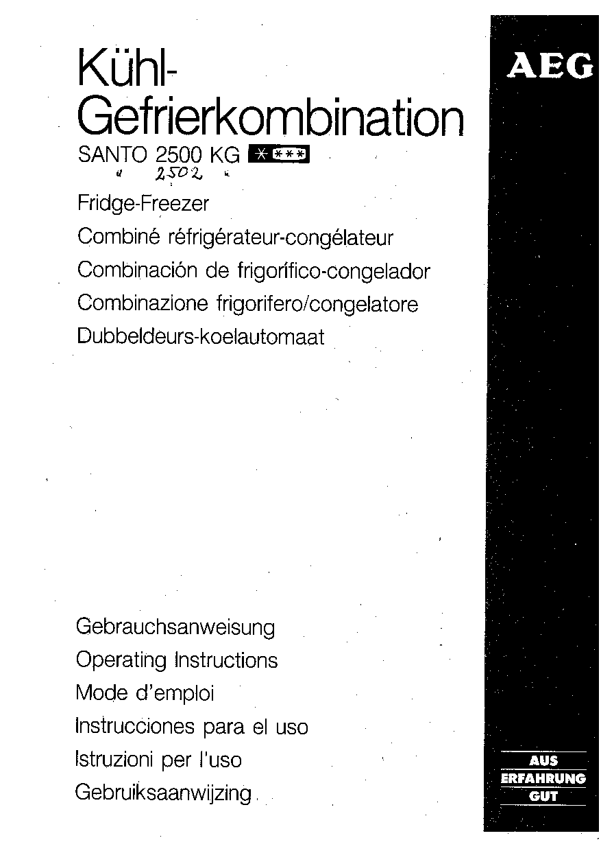AEG-Electrolux S2500KG, SAN2502KG, SANTO2502KG User Manual