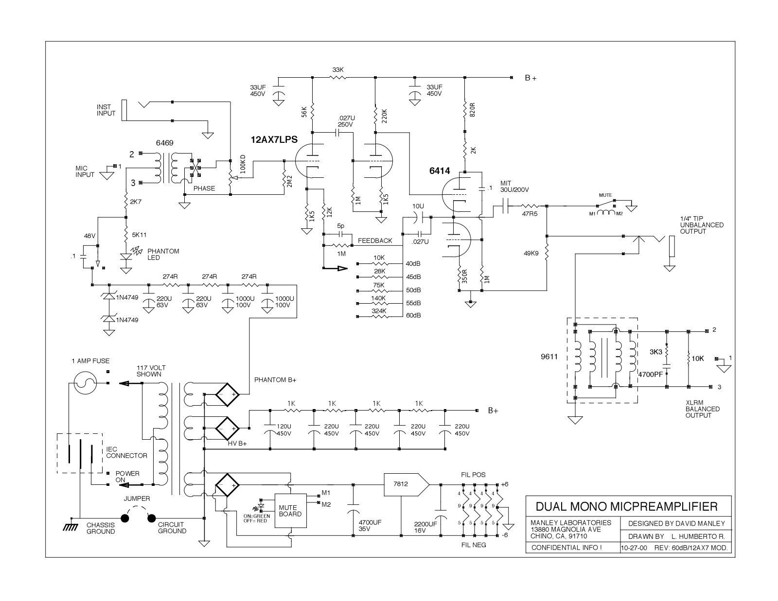 Manley dualmono-micpre-12AX7LPS Schematic