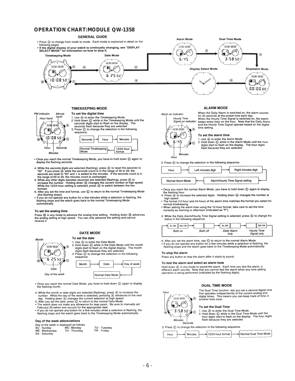 Casio QW-1358 User Manual