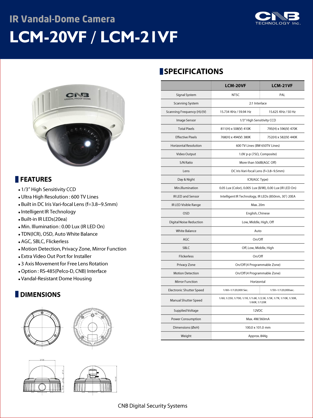 CNB LCM-20VF Specsheet