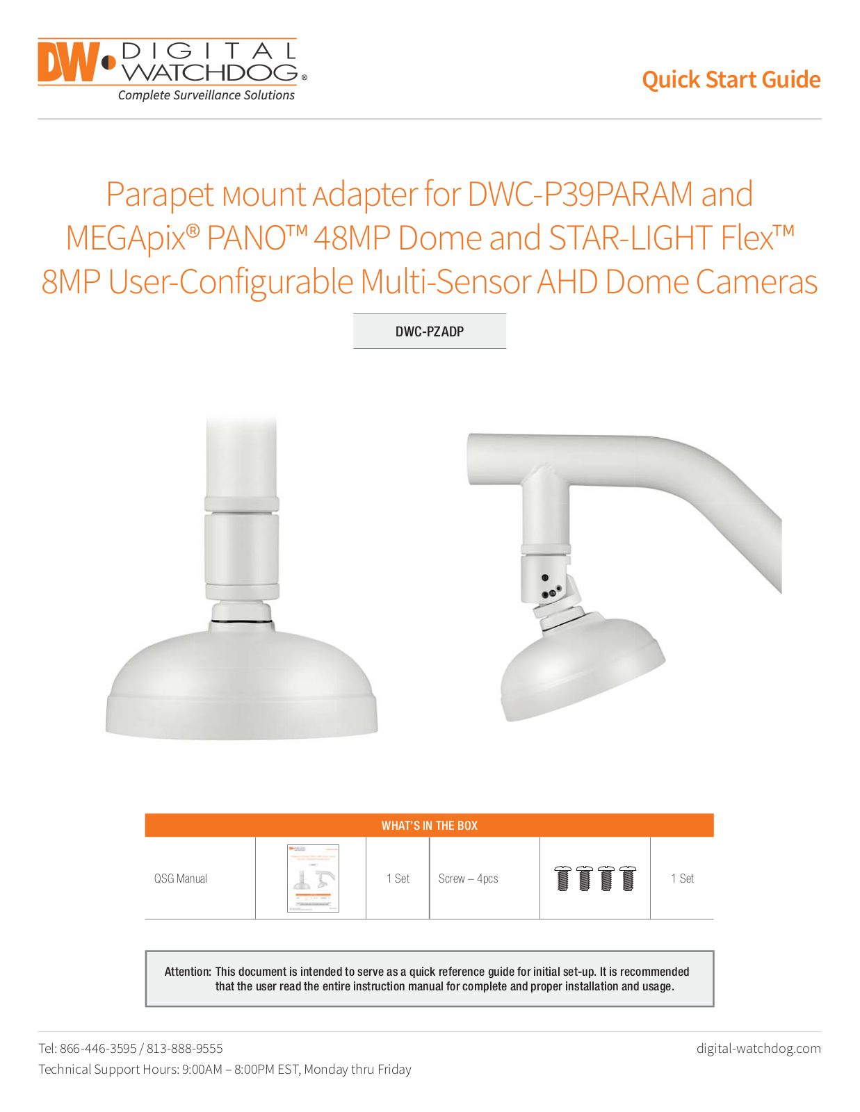 Digital Watchdog DWC-PZADP Specsheet