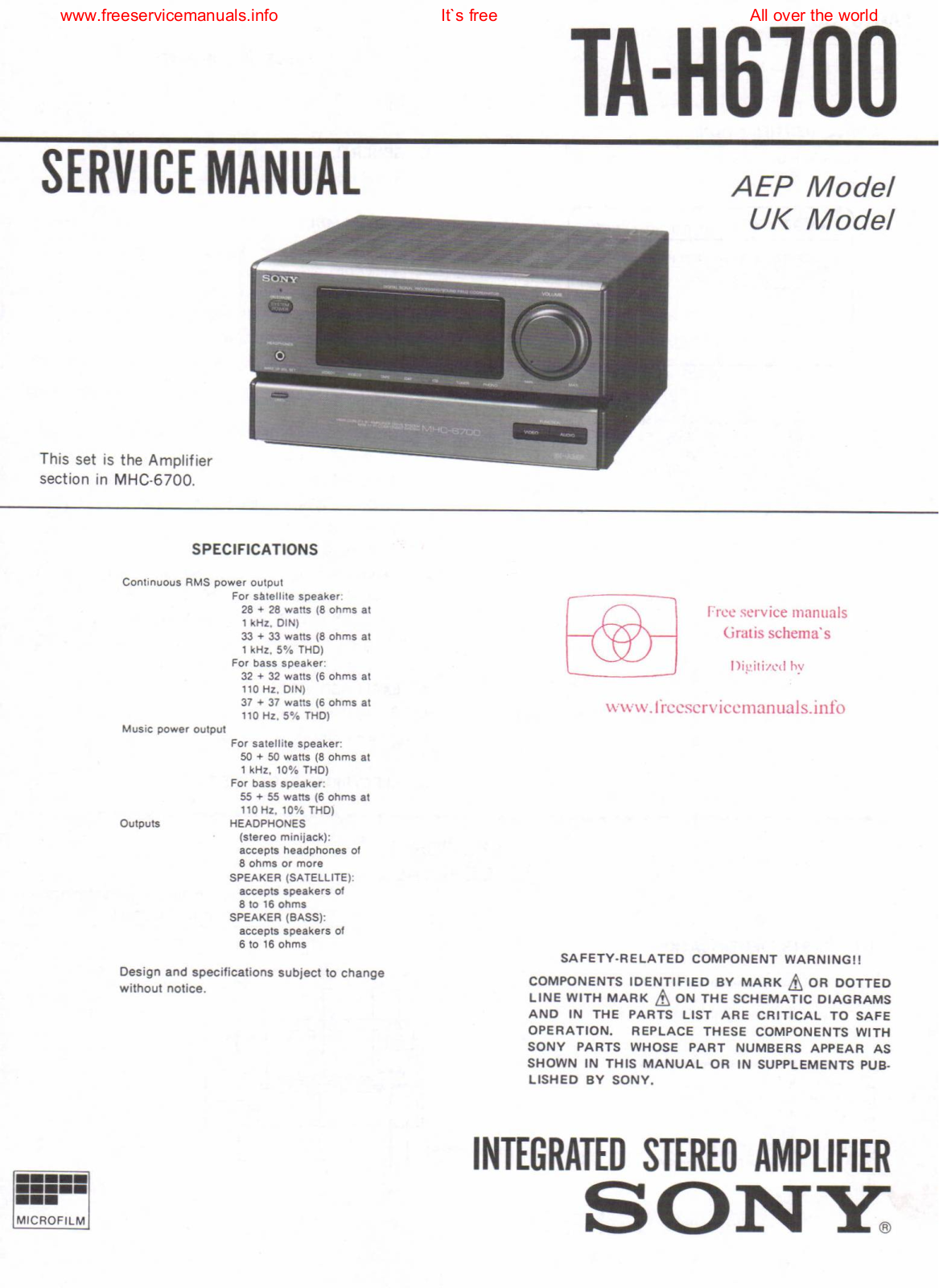 Sony TA-H6700, MHC-6700 Schematic