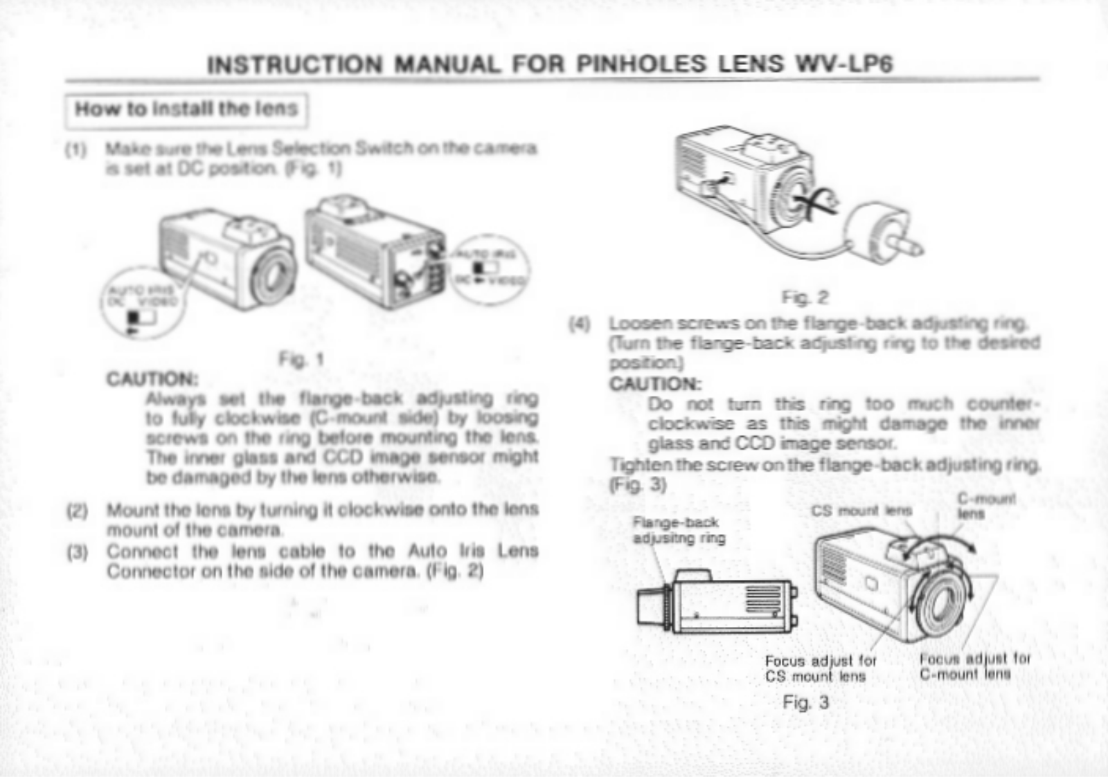 Panasonic WV-LP6 User Manual
