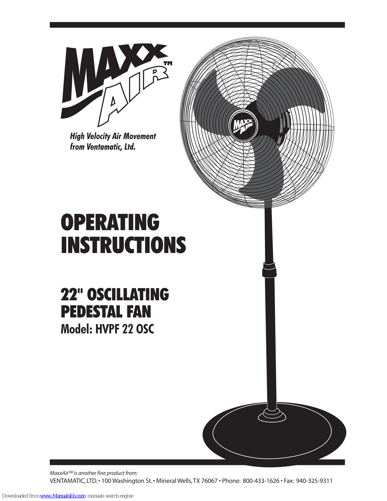 Maxx air HVPF 22 OSC Instructions Manual