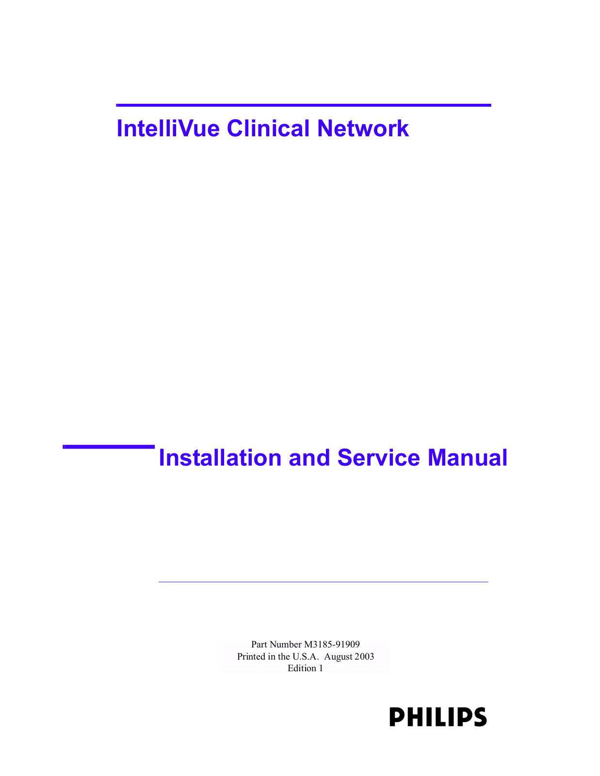 Philips IntelliVue M3185 Service manual