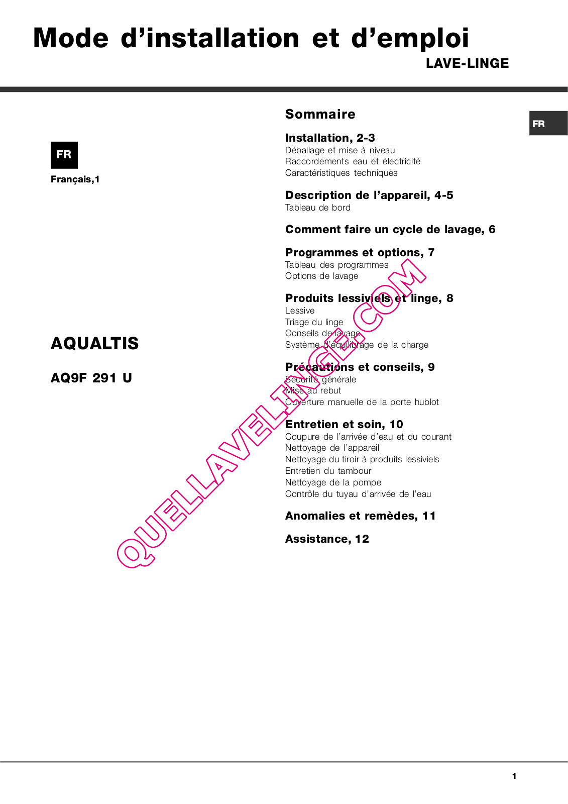 Ariston AQ9F291U User Manual