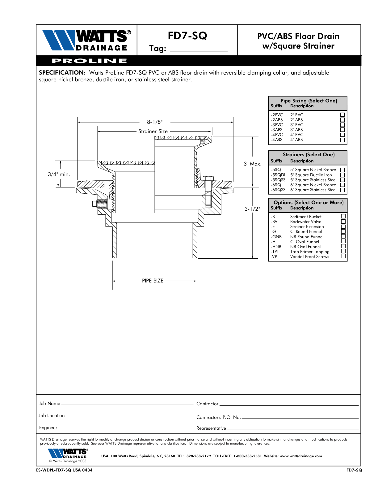 Watts FD7-SQ User Manual