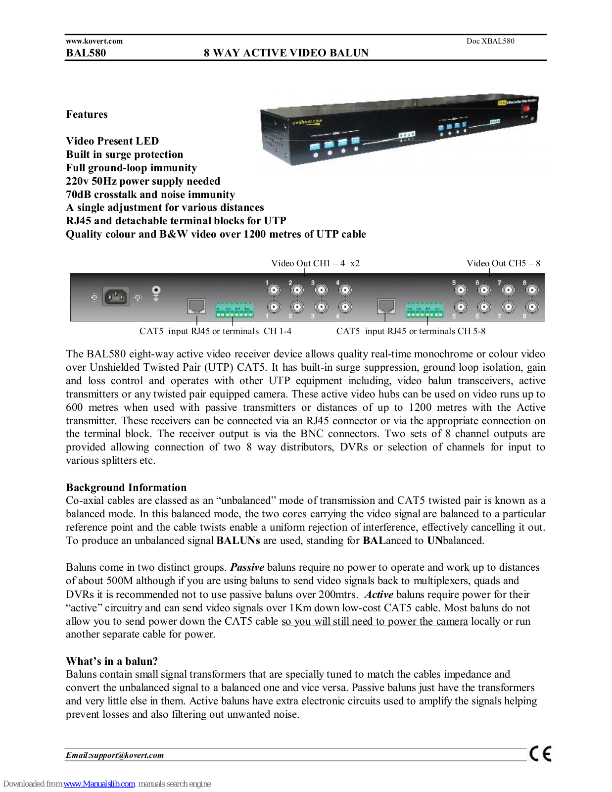 Kovert BAL580 User Manual