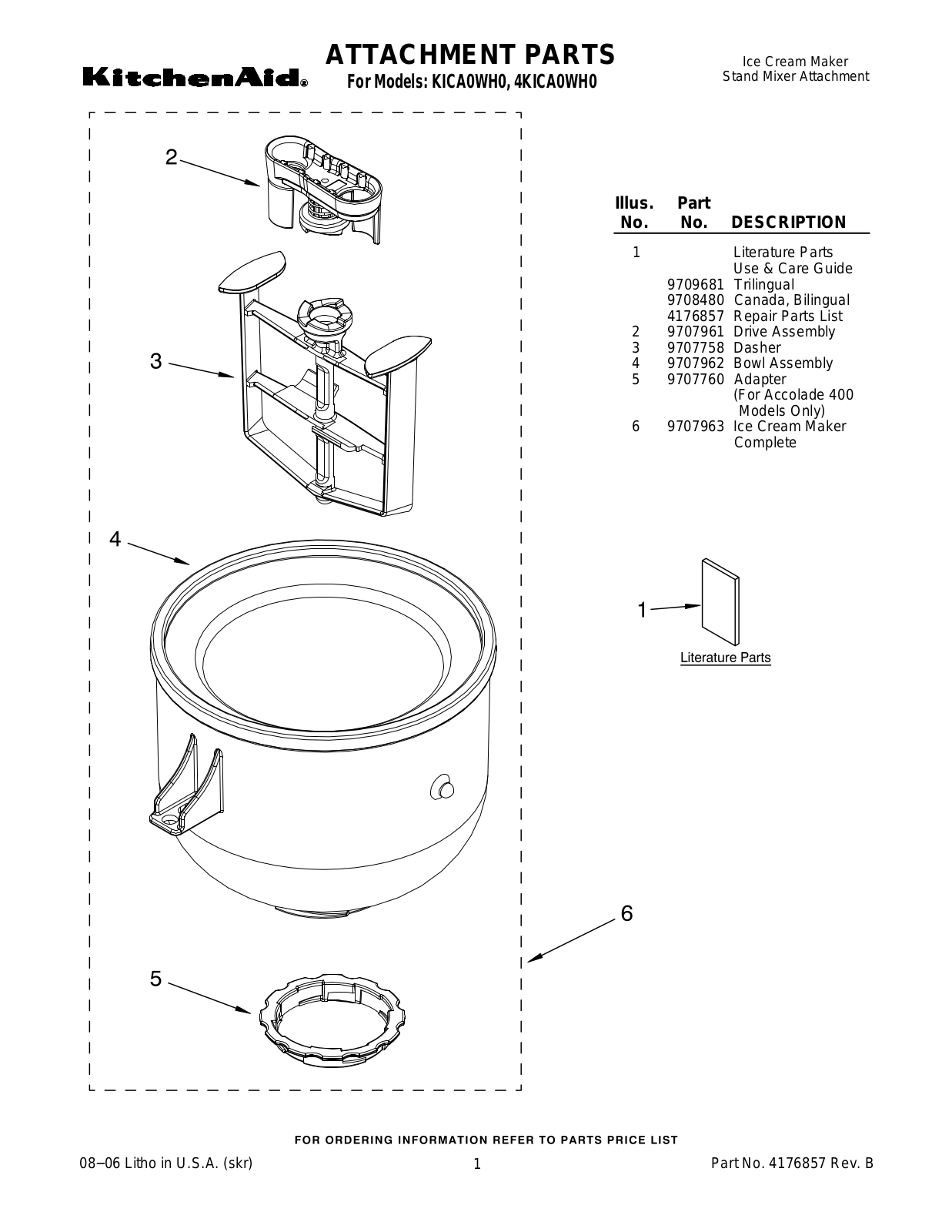 KitchenAid KICA0WH0 Parts List