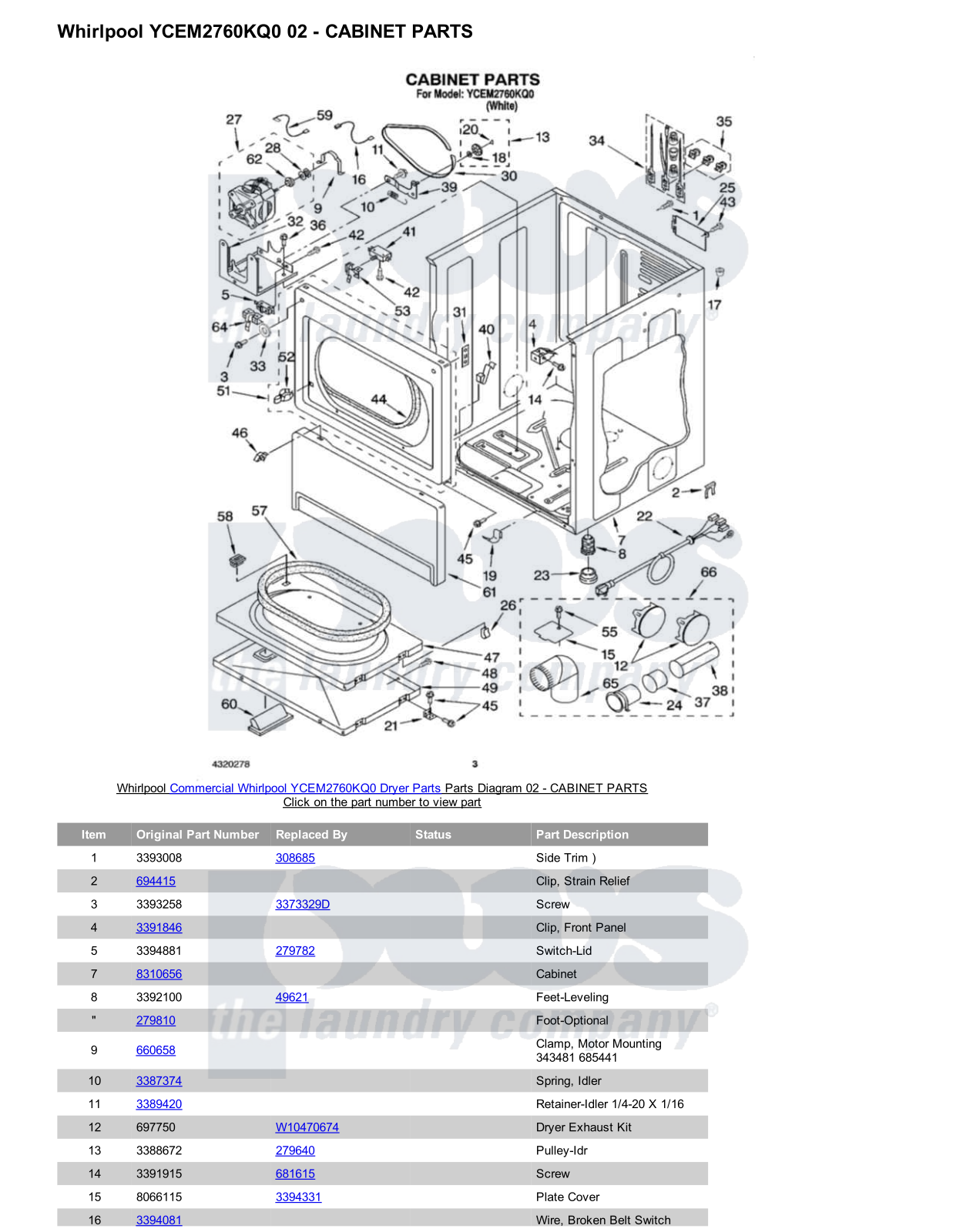 Whirlpool YCEM2760KQ0 Parts Diagram