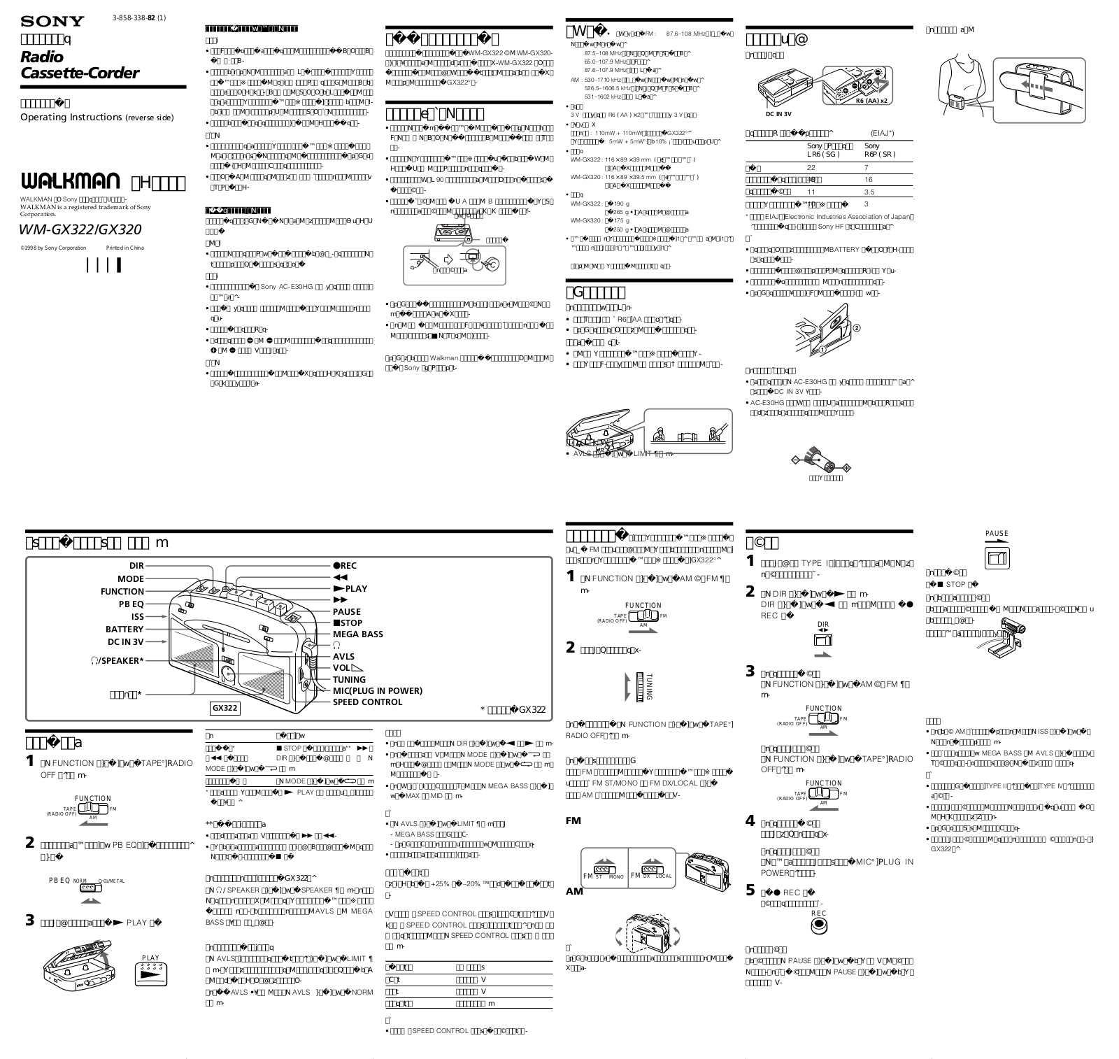 Sony WM-GX320 User Manual