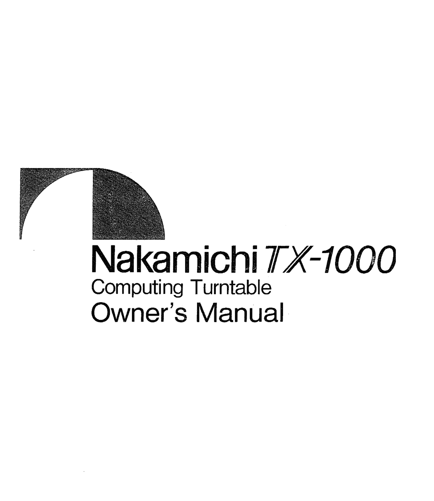 Nakamichi TX-1000 Owners manual