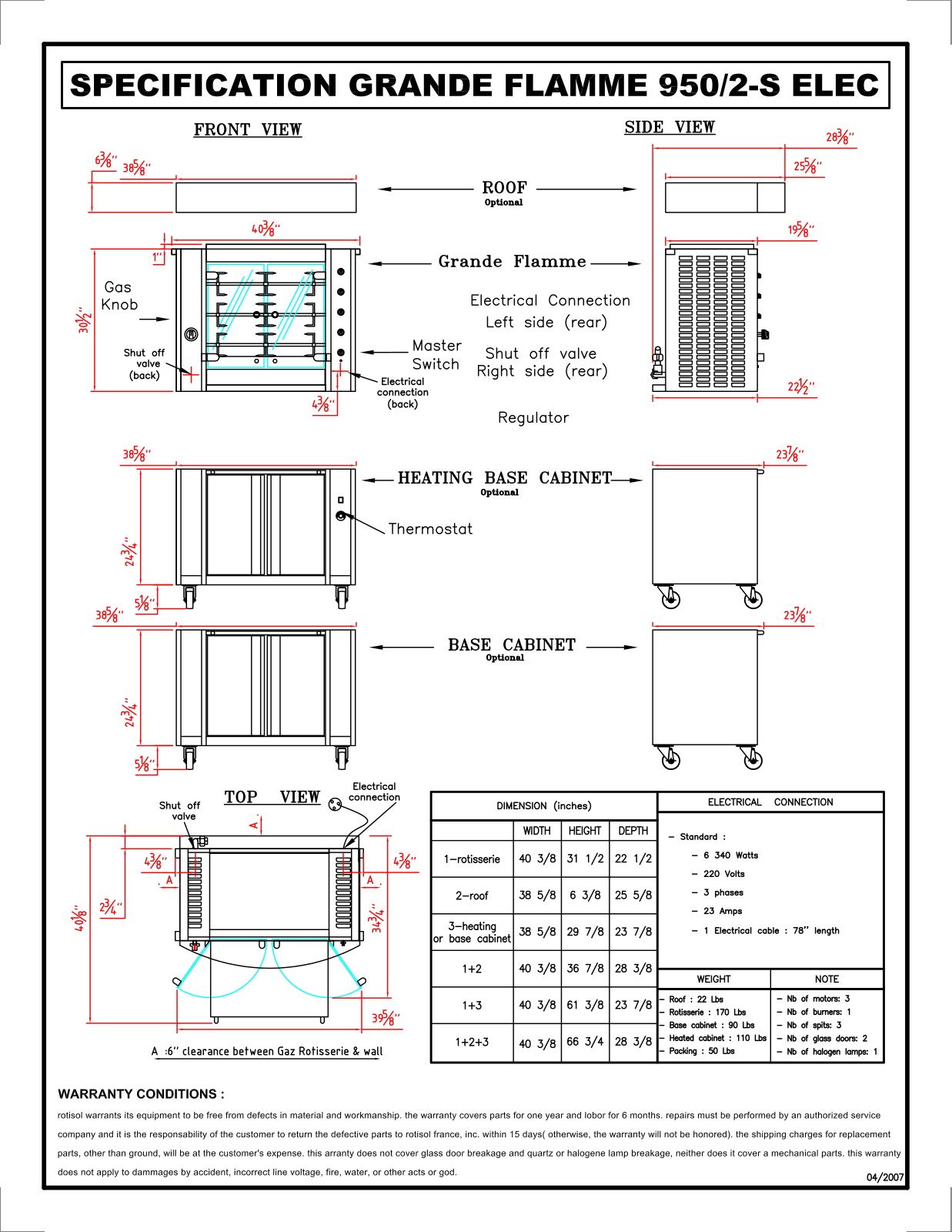 Rotisol 950 2 S ELEC Specifications