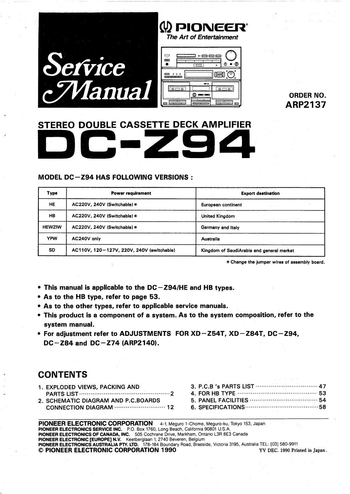 Pioneer DCZ-94 Service manual