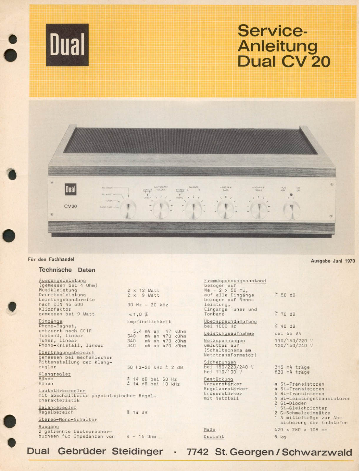 Dual CV-20 Service manual