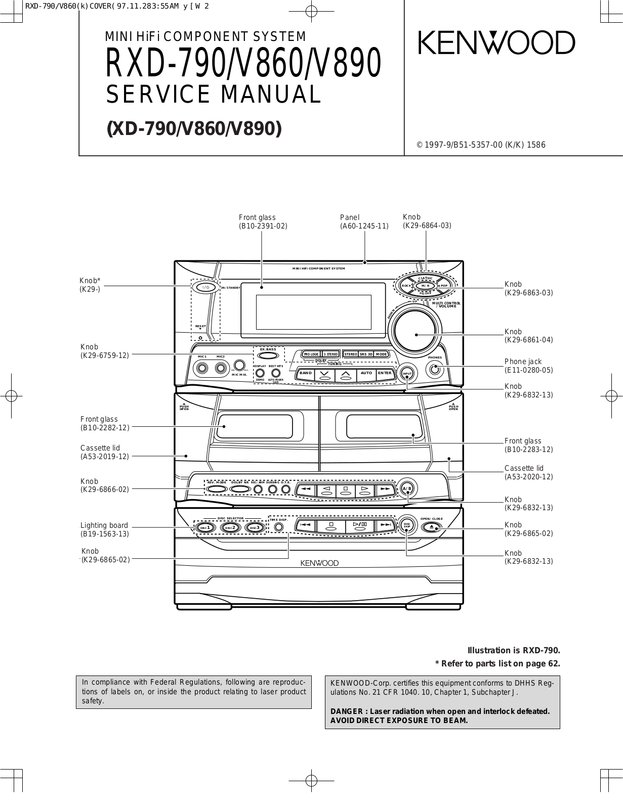 Kenwood RXD-790, RXDV-860, RXDV-890 Service manual
