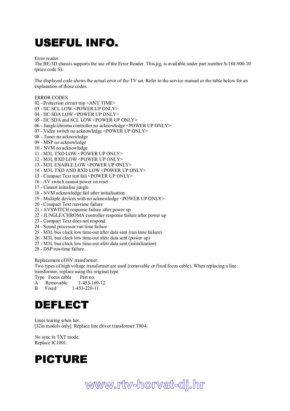 SONY BE3B-KVM2540D Service Manual