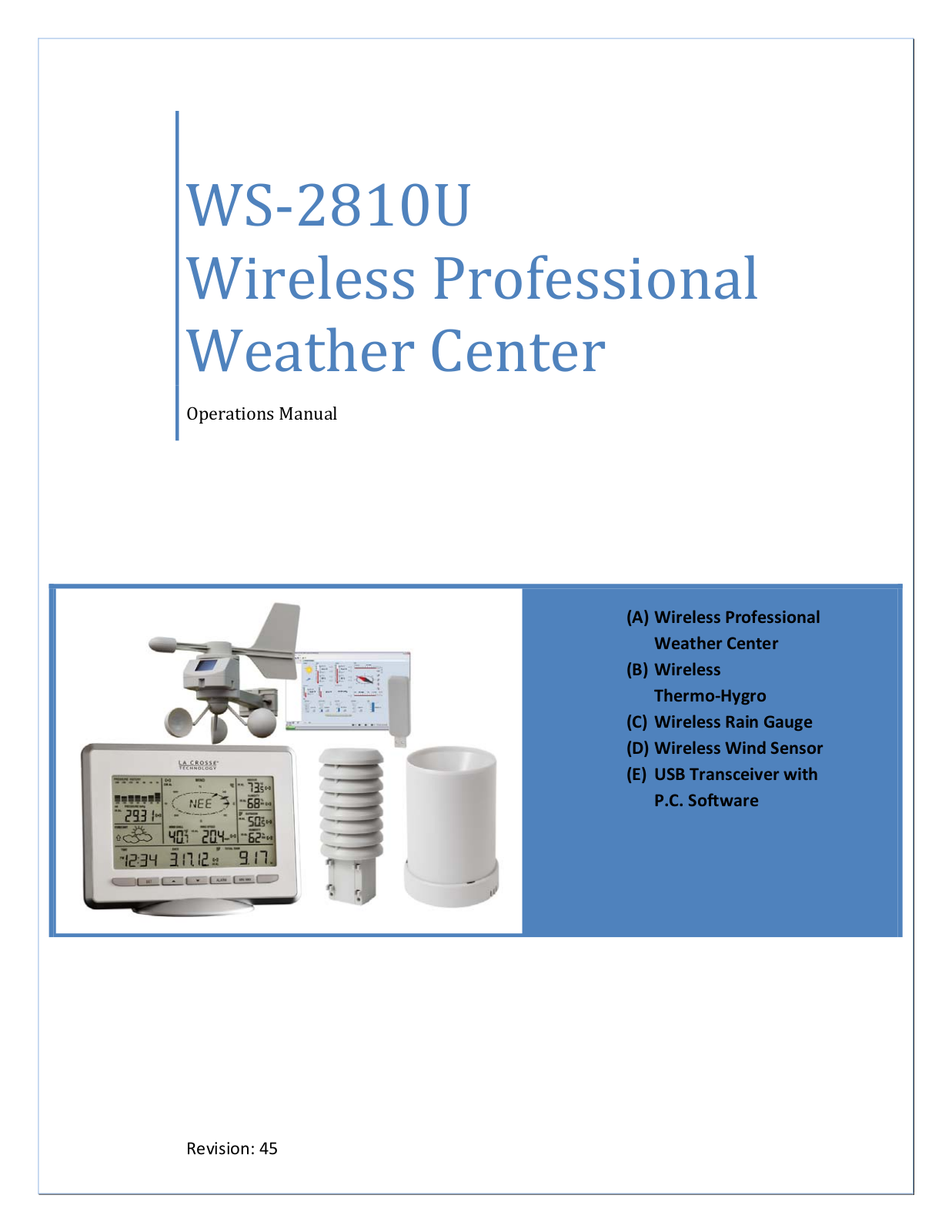 La Crosse Technology WS-2810U-IT, WS-2810U User Manual