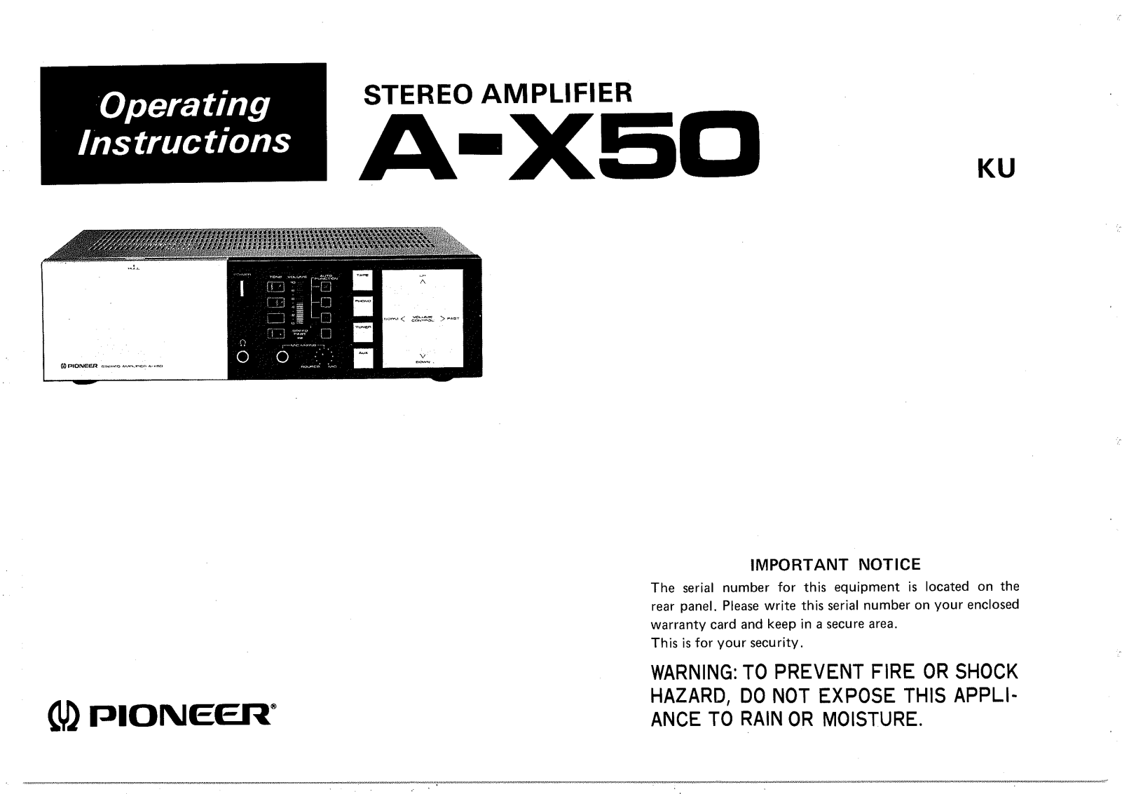 Pioneer A-X50 User Manual