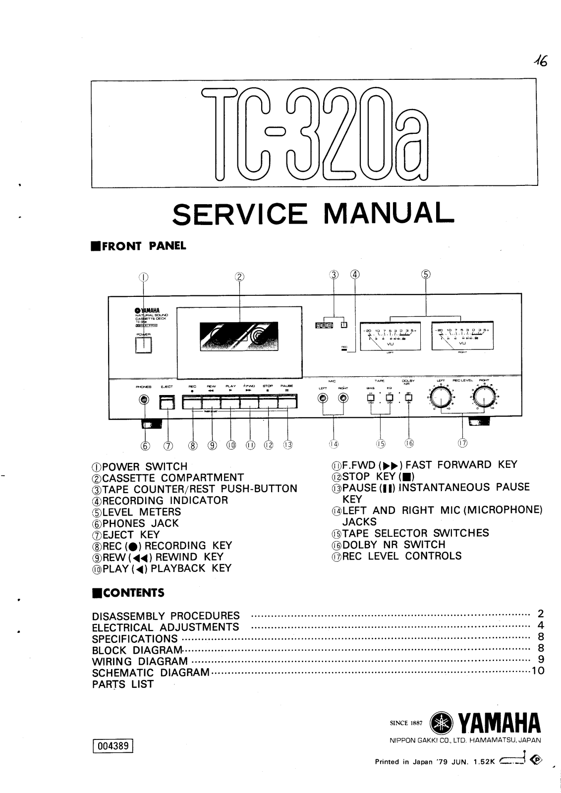Yamaha TC-320-A Service Manual
