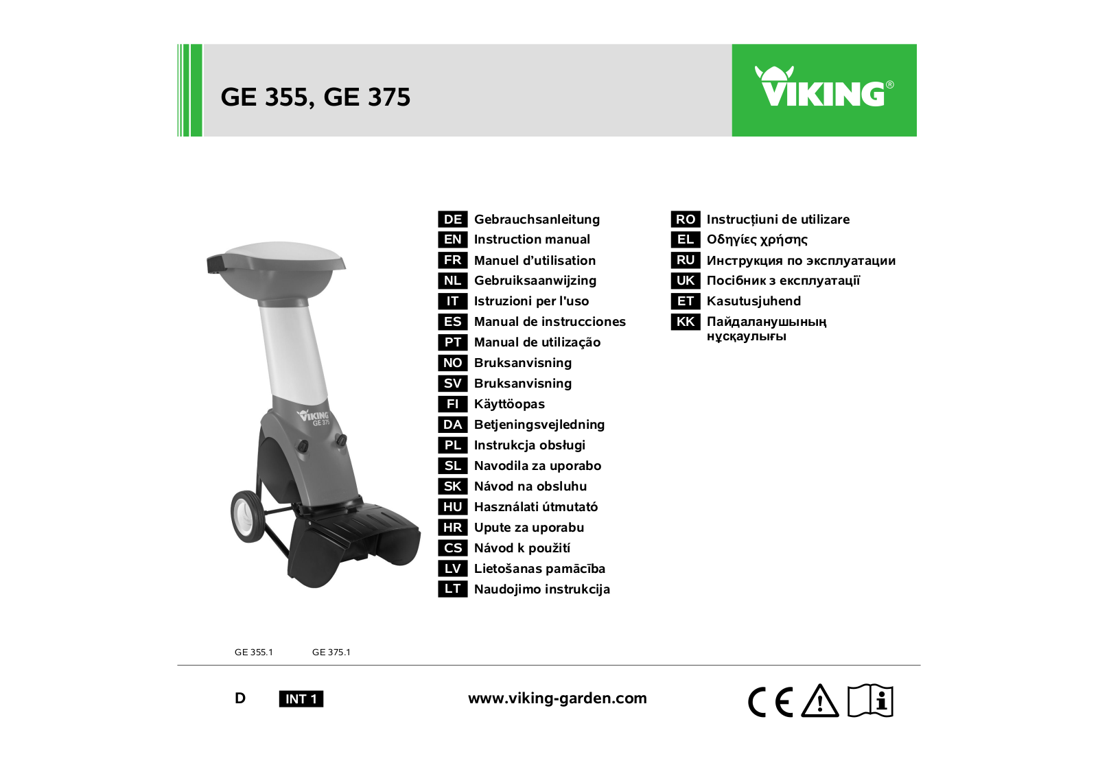 Viking GE 355, GE 375 Instruction Manual