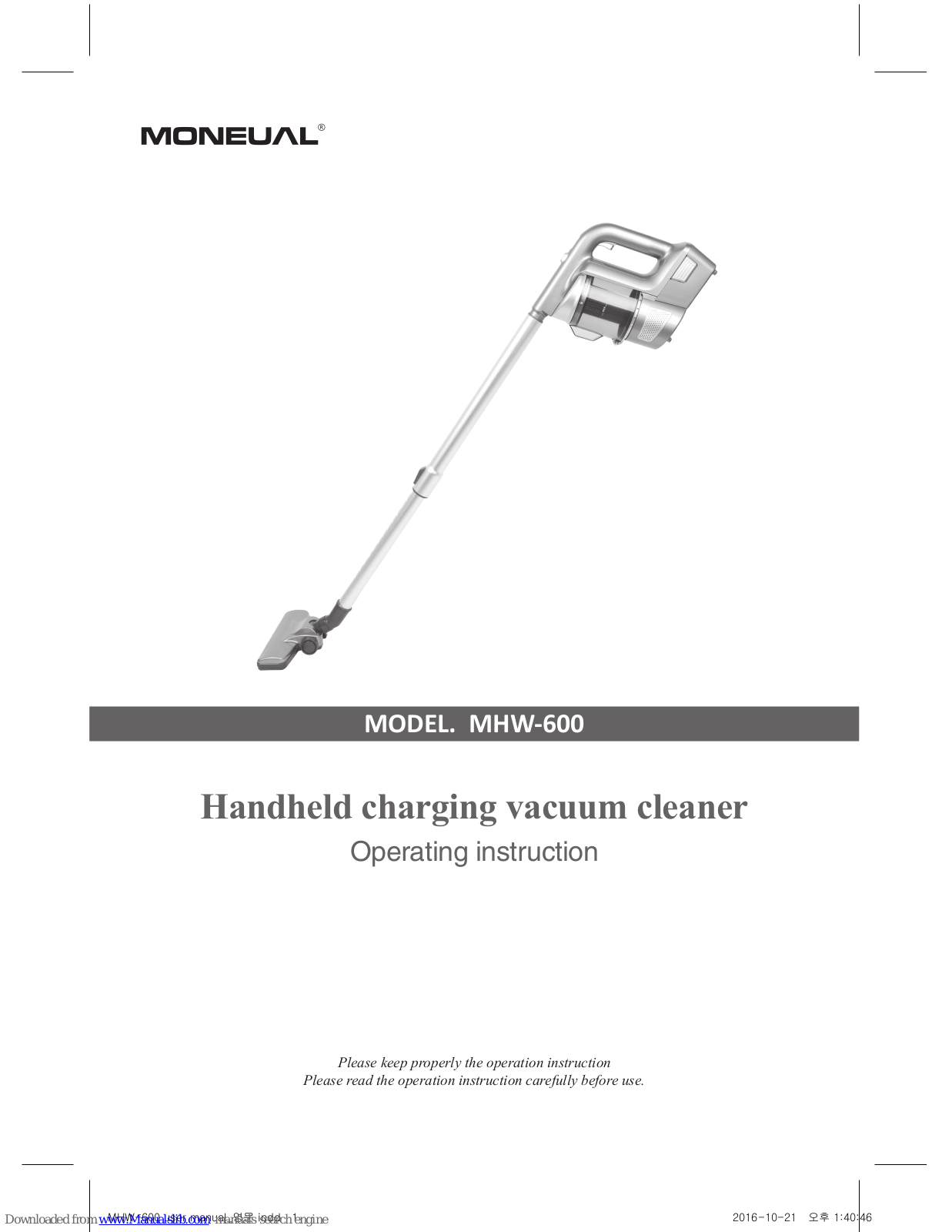 Moneual MHW-600 Operating Instructions Manual