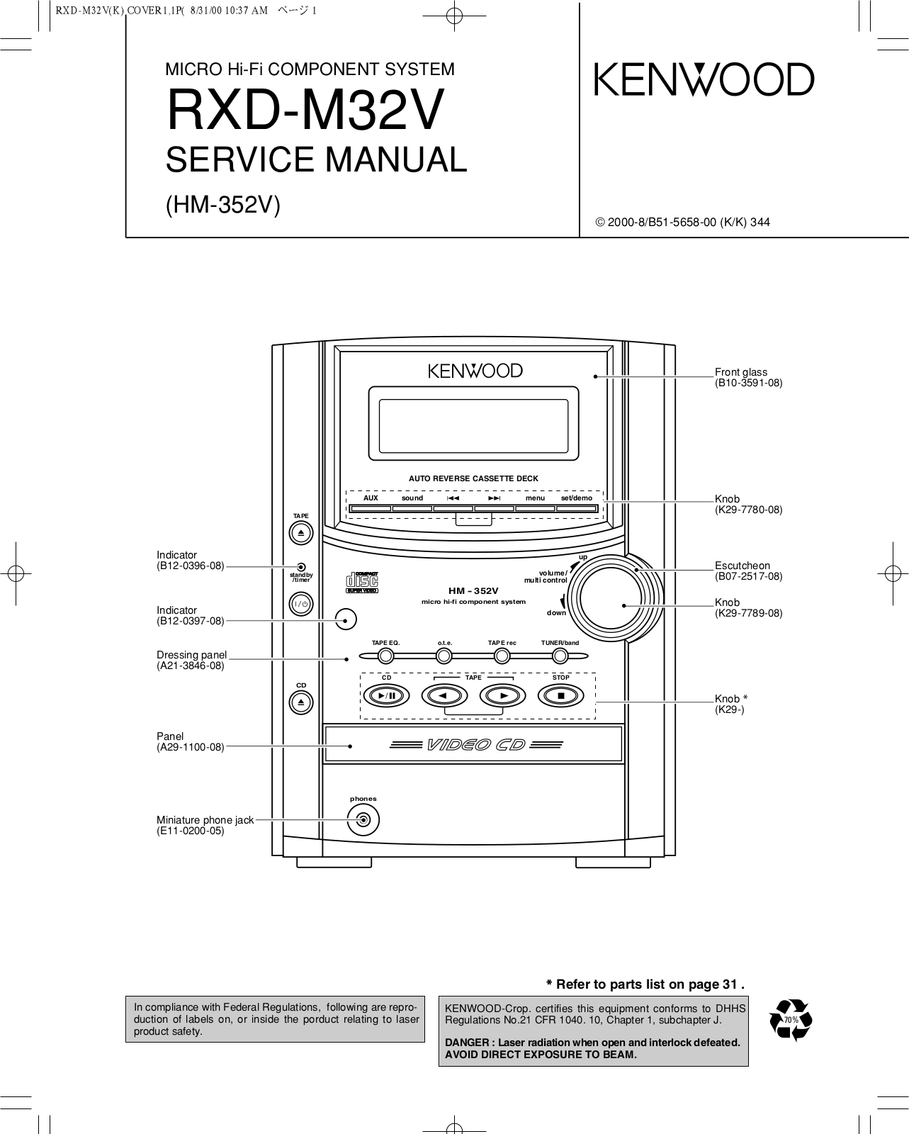 Kenwood RXD-M32V Schematic