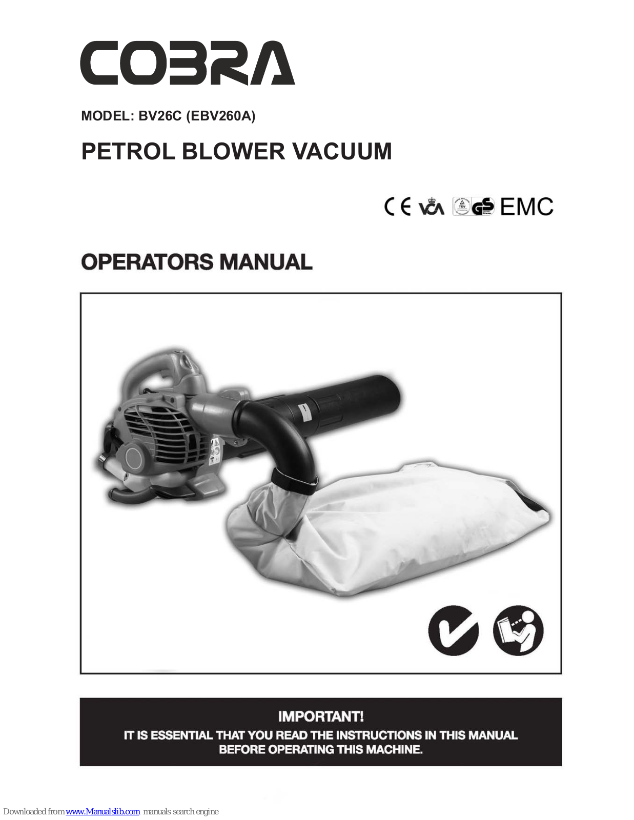 Cobra BV26C Operator's Manual