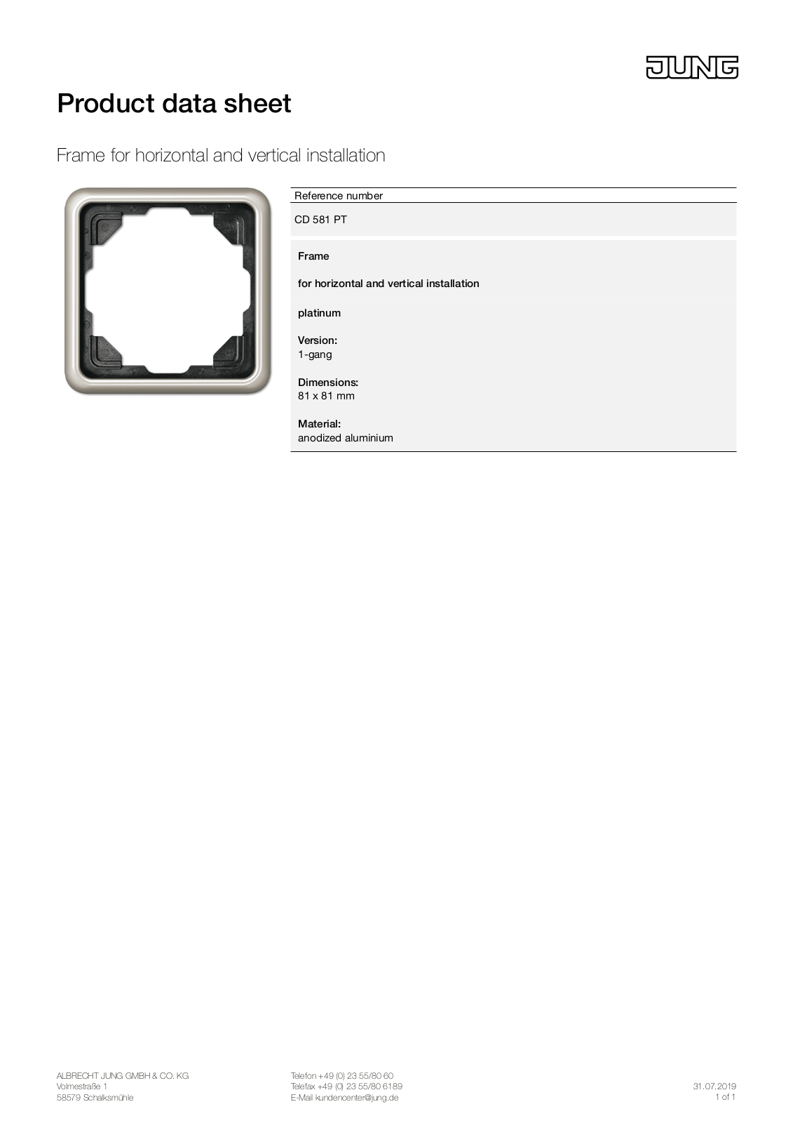 Jung CD 581 PT User Manual