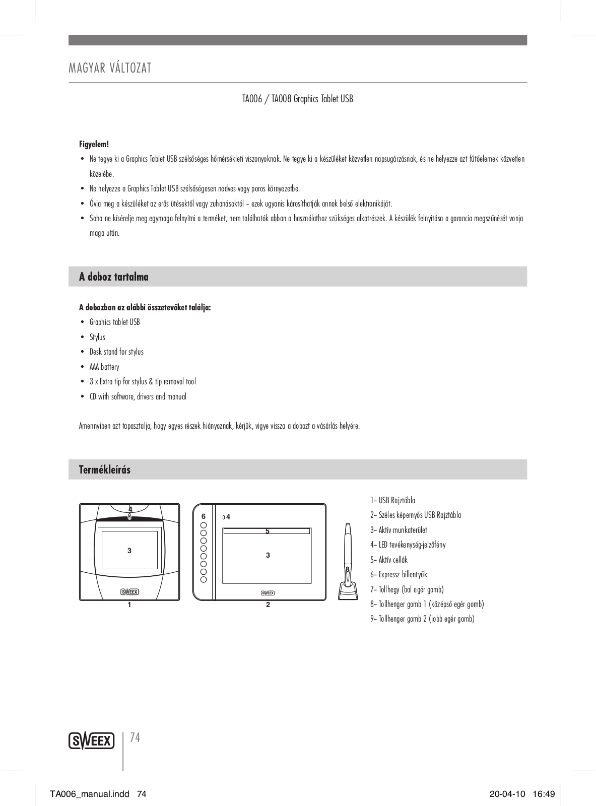 Sweex TA006, TA008 User Manual