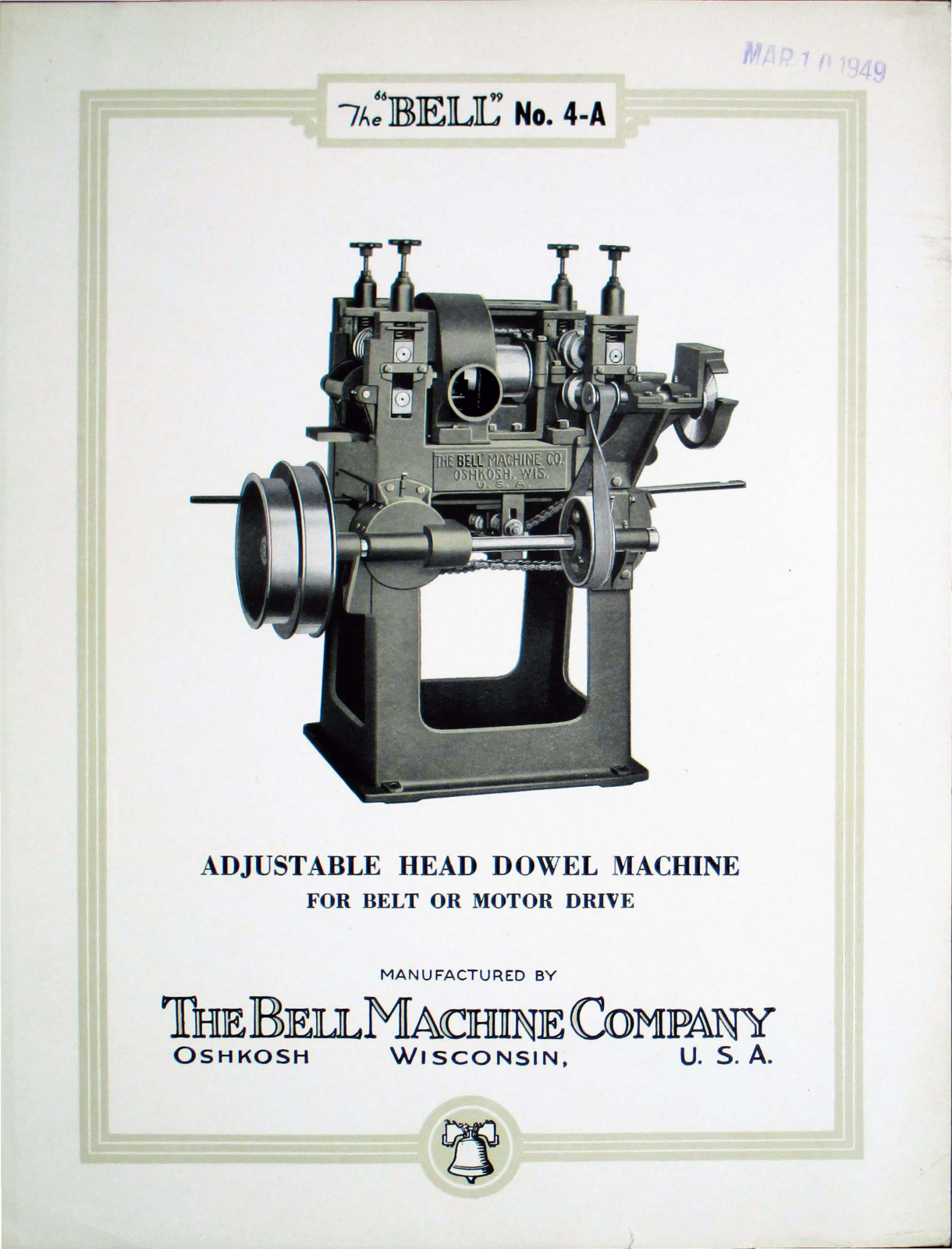 Bell Machine No. 4-A Adjustable Head Dowel Machine Other - ManualMachine.com