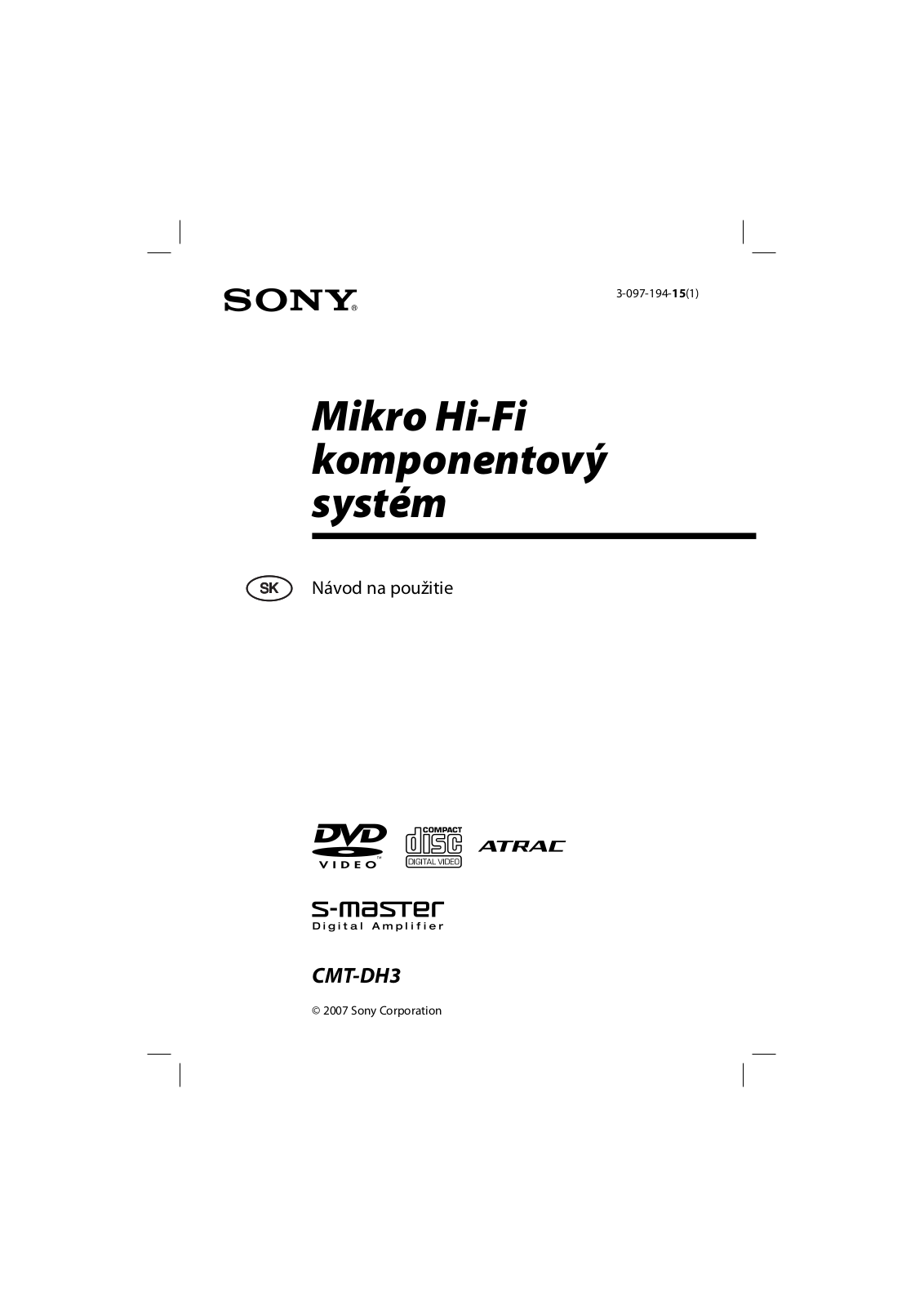 Sony CMT-DH3 User Manual