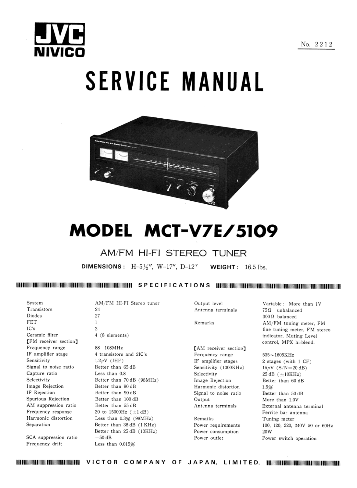 JVC MCT-5109 Service manual