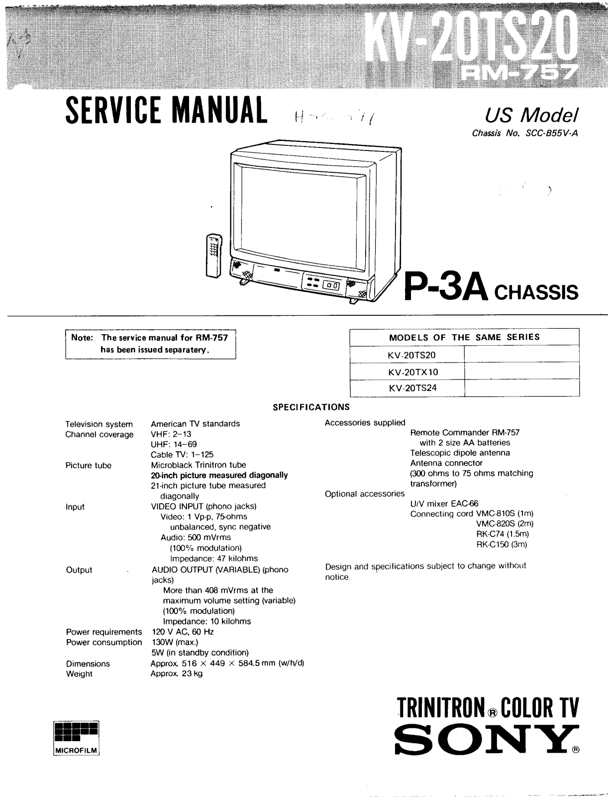 SONY KV-20TS20 Service Manual