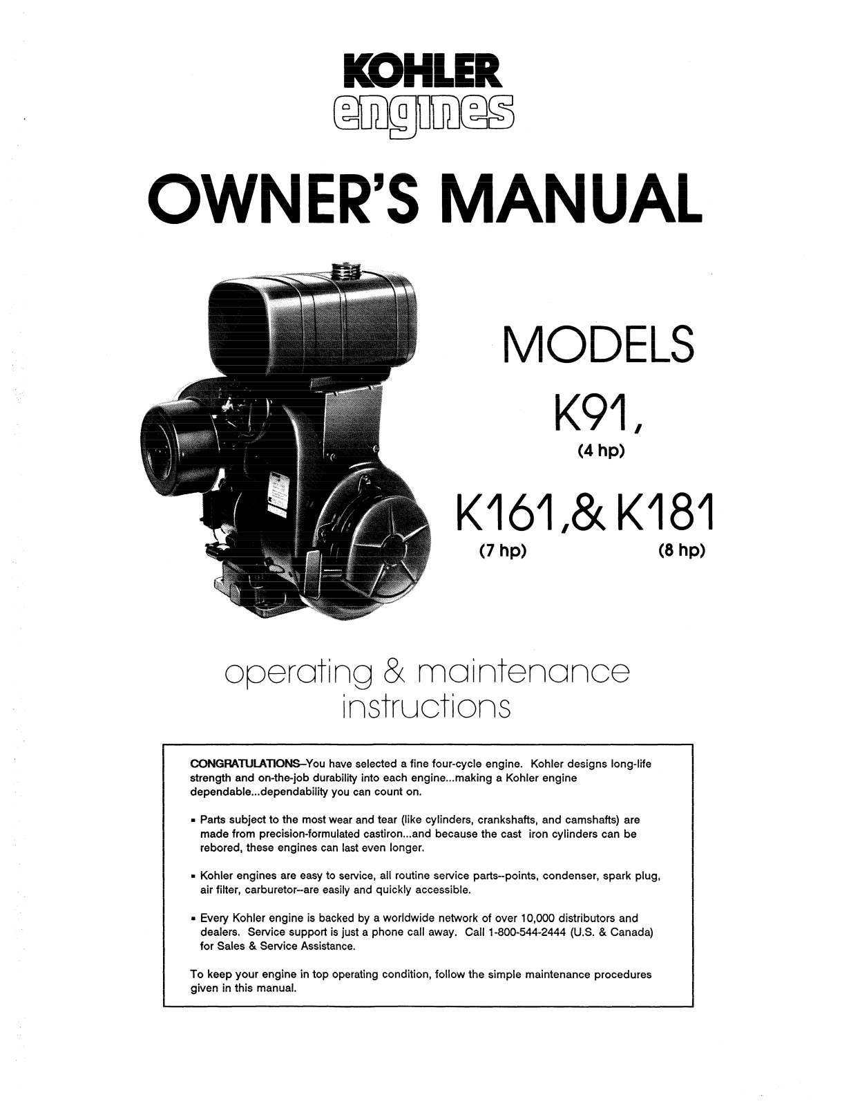 Kohler K181, K91, K161 User Manual