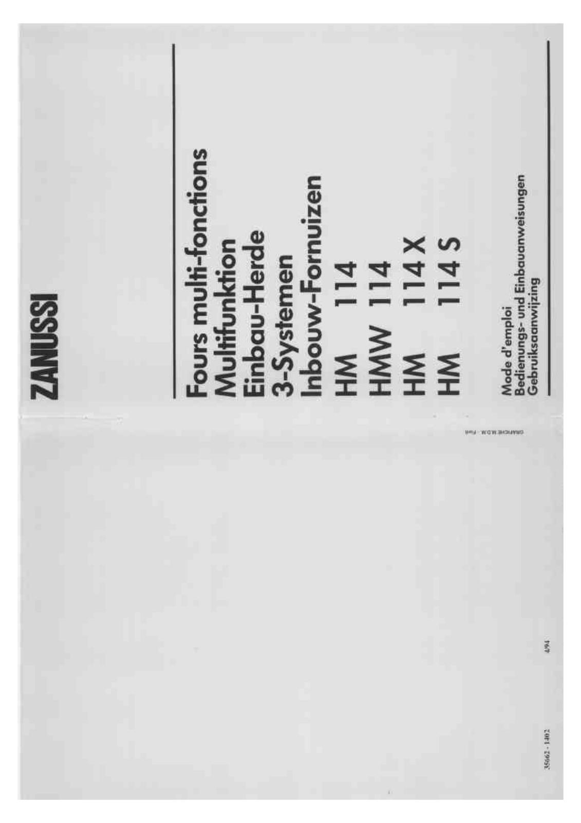 Zanussi hm114, hmw114, hm114x, hm114s User Manual