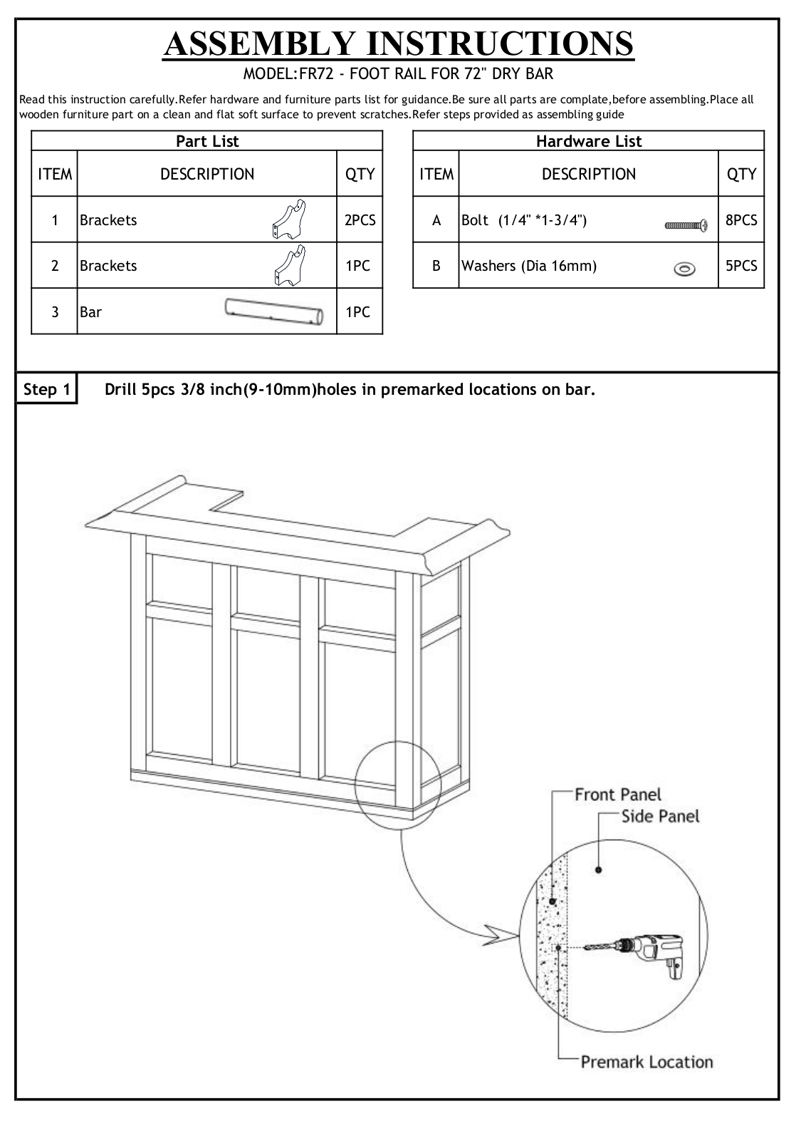 RAM Game Room FR72 Assembly Instructions - ManualMachine.com