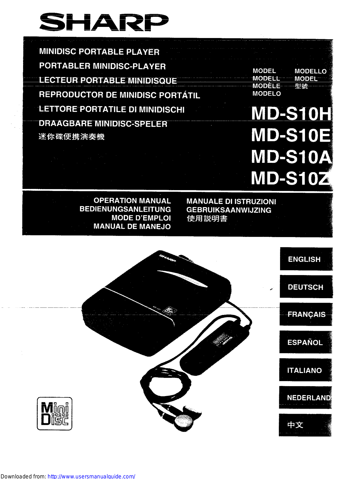 SHARP MD-S10H/E/A/Z User Manual