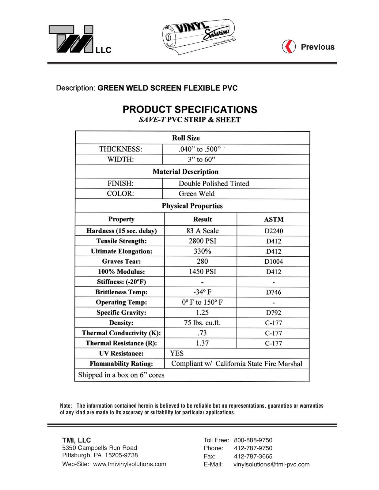 Tmi FDGW08080 User Manual