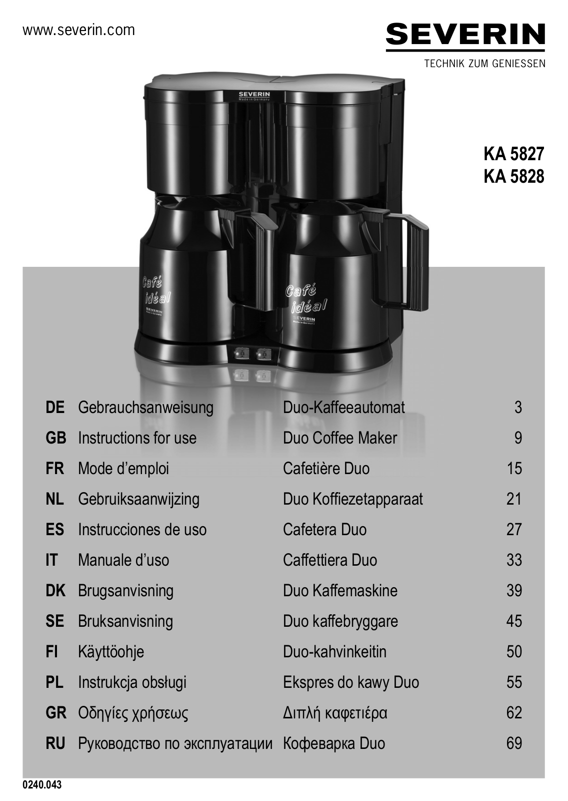 Severin KA 5828 operation manual