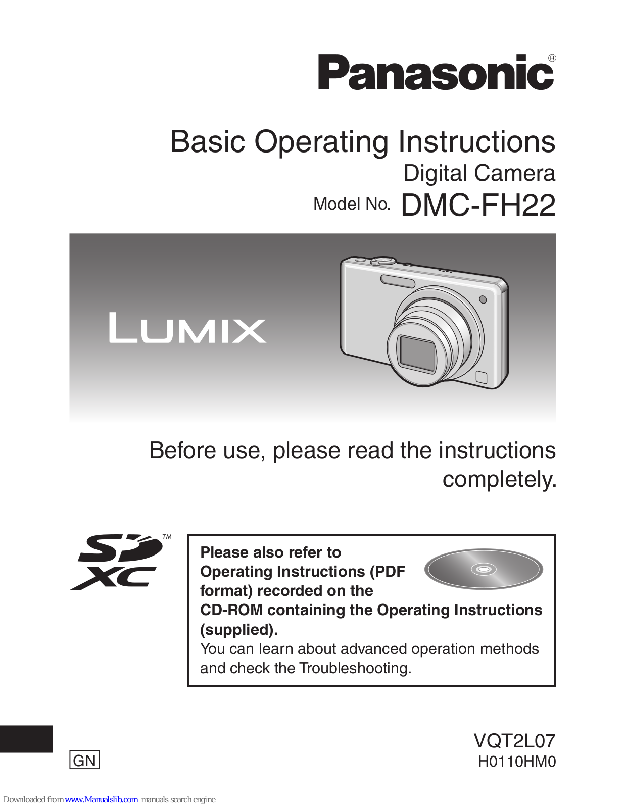 Panasonic DMC-FH22 Lumix Basic Operating Instructions Manual