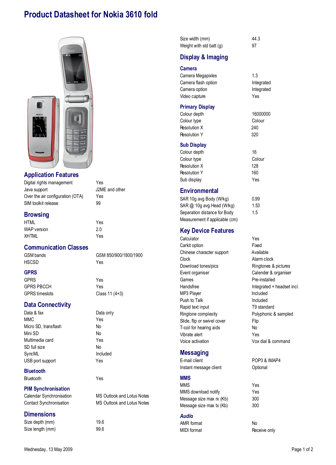 Nokia 3610 FOLD User Manual