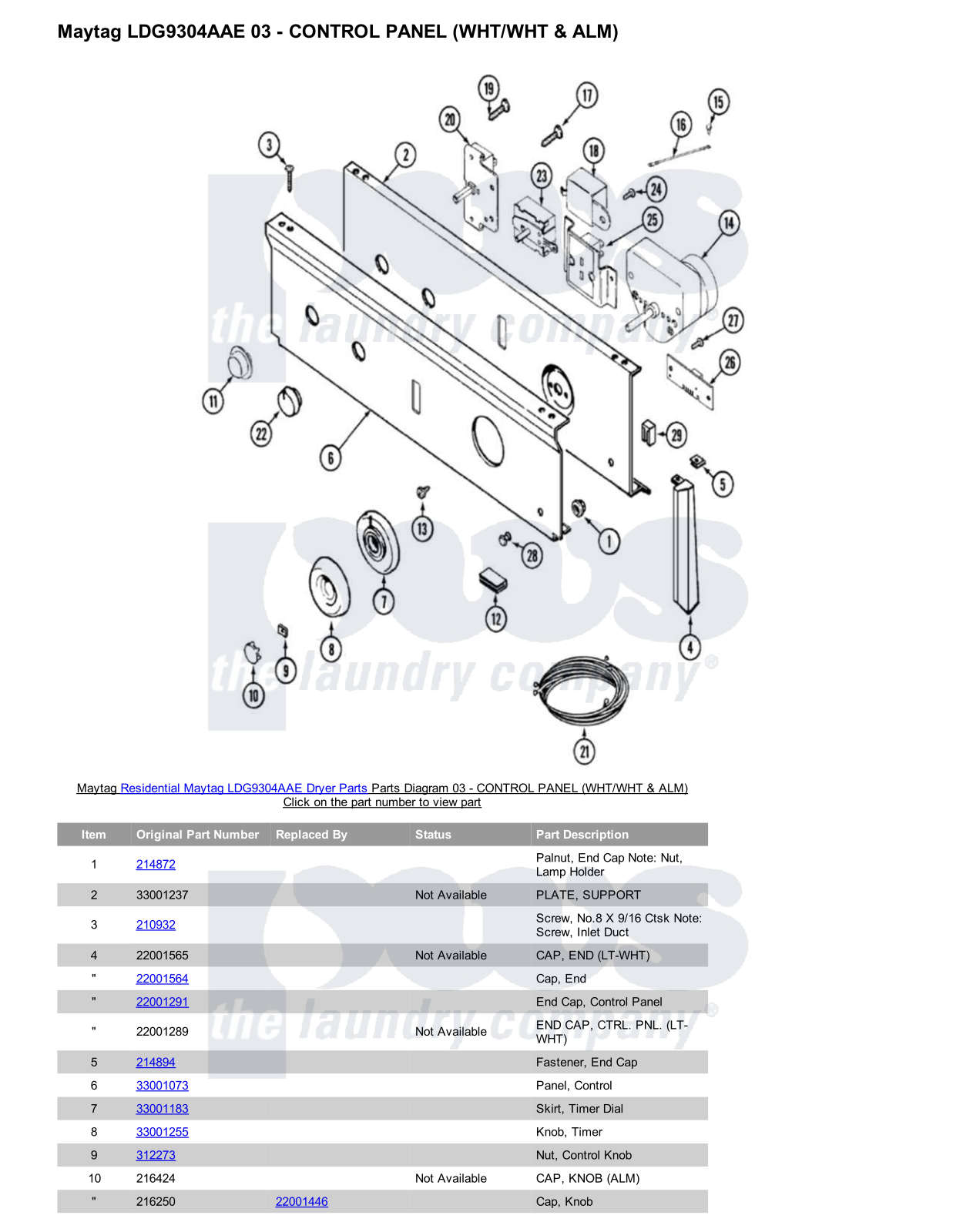 Maytag LDG9304AAE Parts Diagram