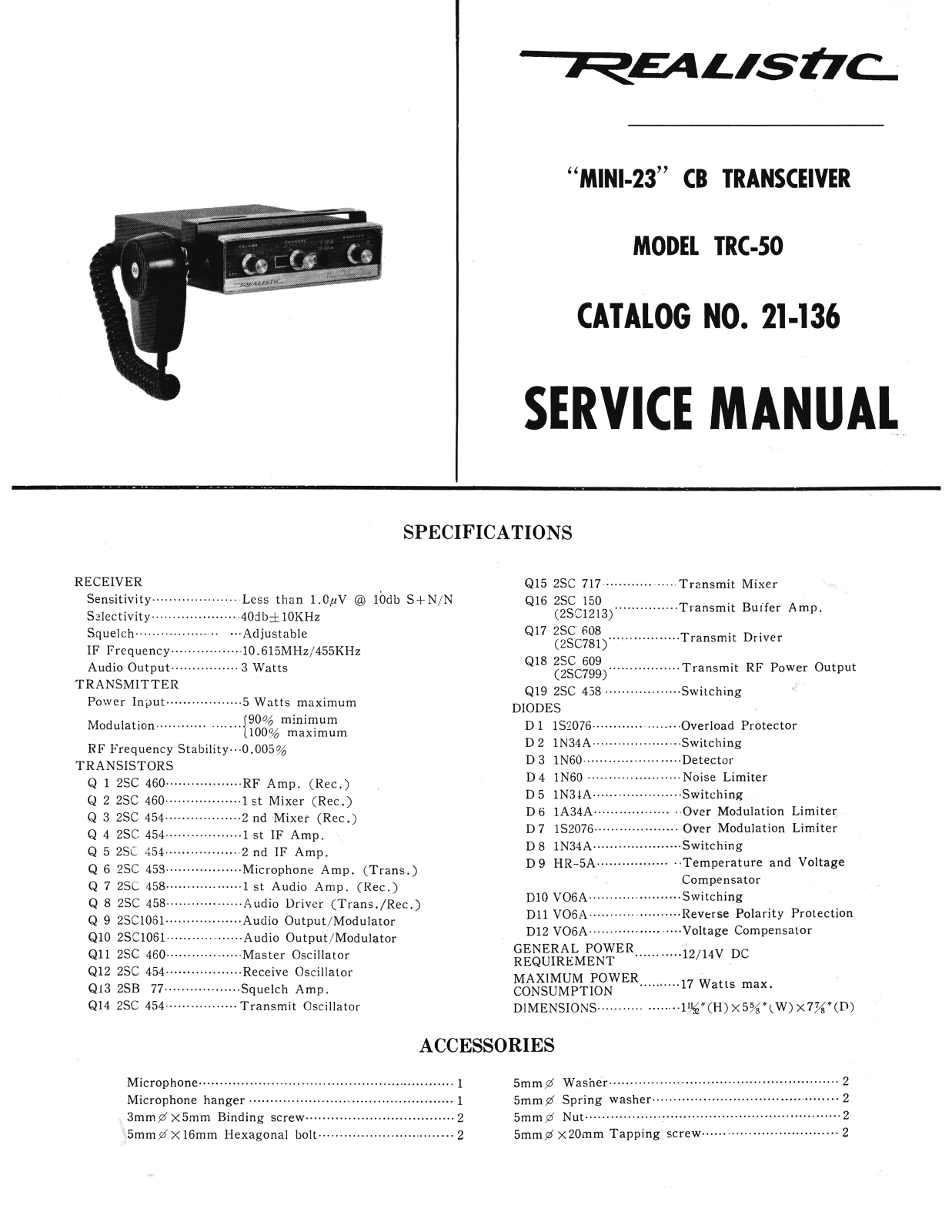 Realistic   RadioShack TRC-50 Service Manual