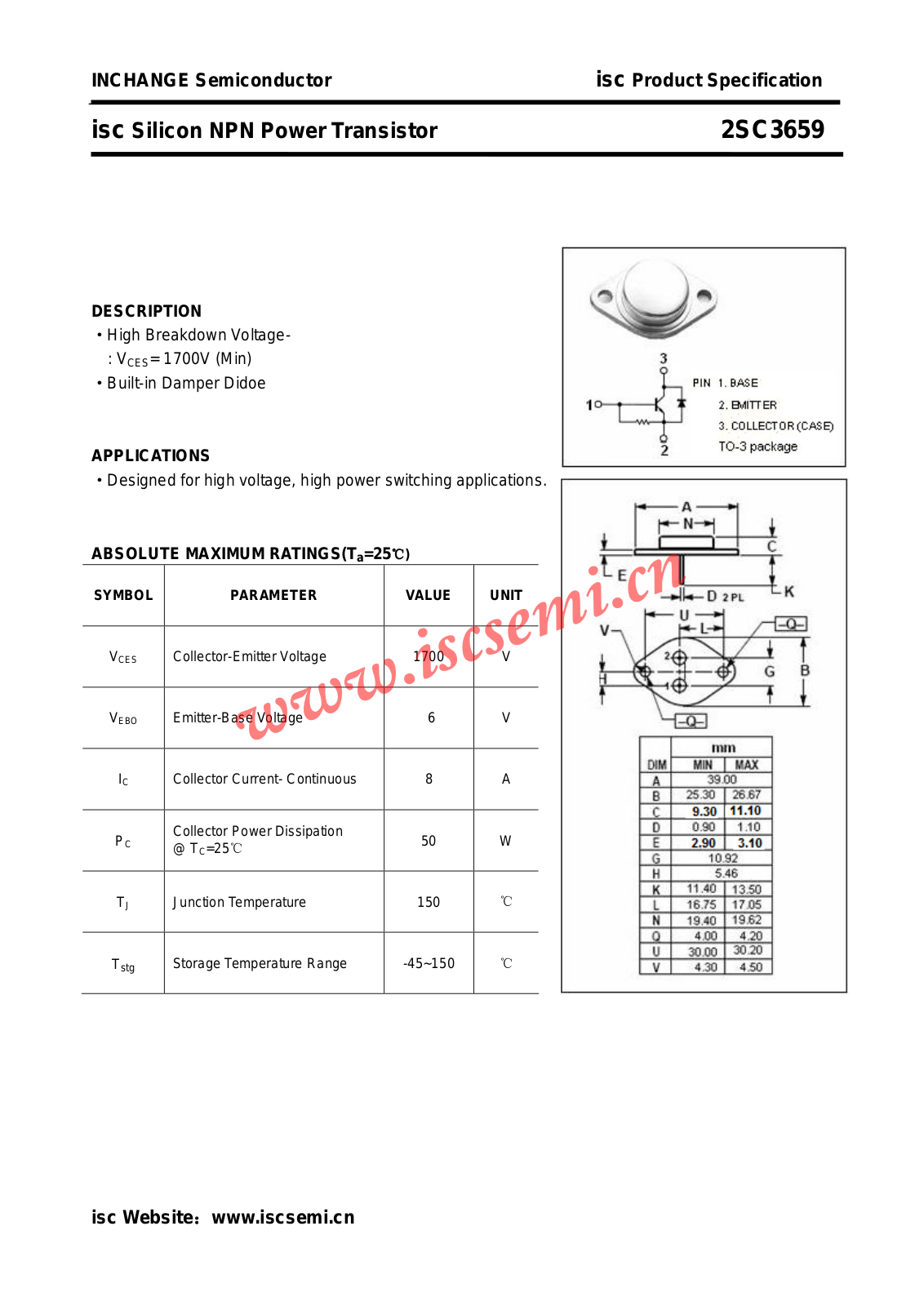 Datasheet 2sc3659 Datasheet - ManualMachine.com